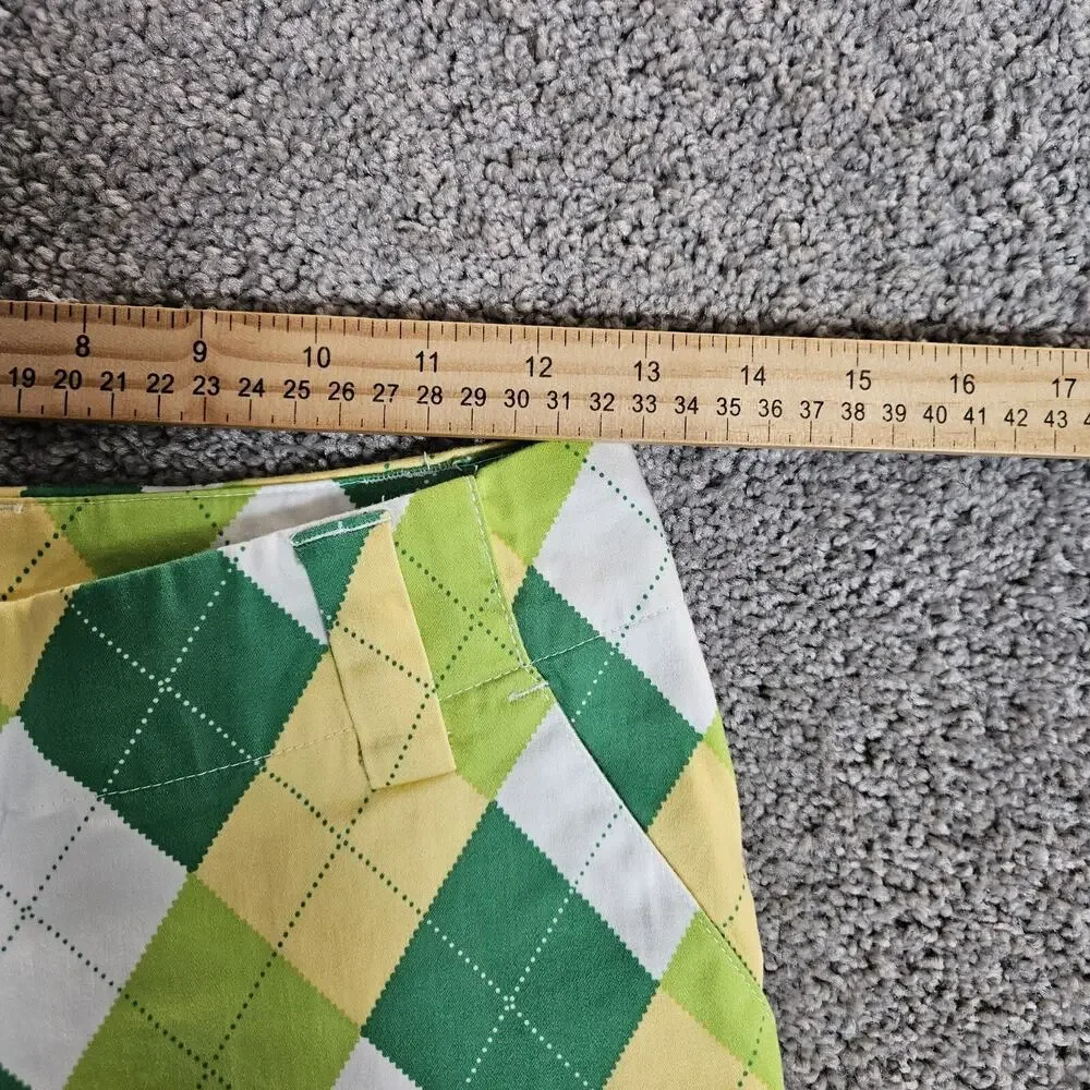 Loudmouth Shorts Womens 0 Kelly Green Argyle Golf A Tisket A Tasket Preppy - Picture 7 of 12
